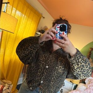 Leopard Print Button-Up Jacket